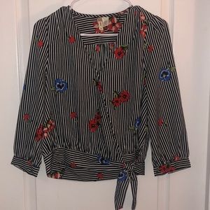 Tie waist crossover top